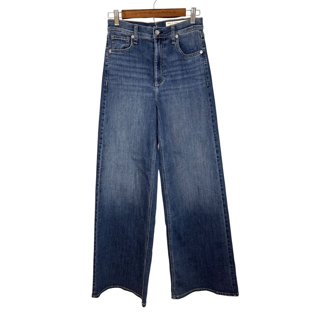 Rag & Bone Serena Full‎ Length High Rise Wide Leg Jeans Size 25 NWT - Picture 2 of 8